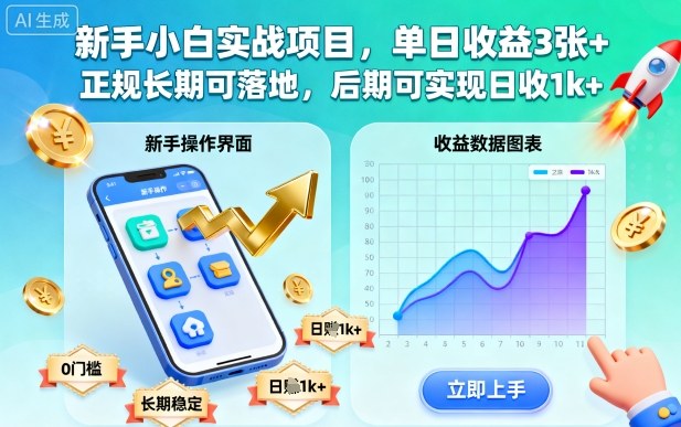 新手小白实战项目，单日收益3张+，正规长期可落地，后期可实现日收1k+【揭秘】| 网创圈