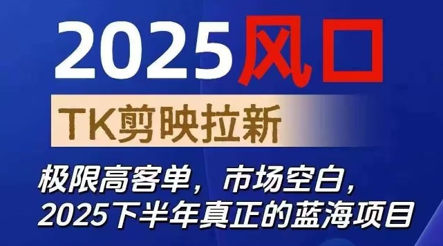 2025风口TK剪映capcut拉新项目，极限高客单，市场空白，2025下半年真正的蓝海项目| 网创圈