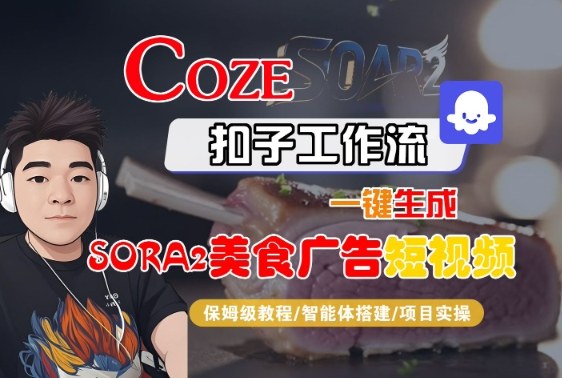 Coze扣子智能体工作流一键生成“SORA2美食广告“短视频，全流程保姆级教学| 网创圈