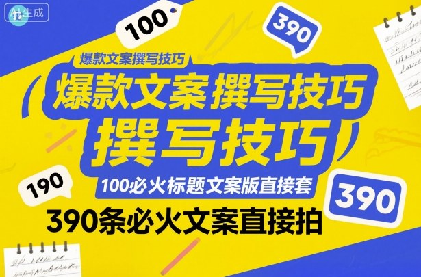 爆款文案撰写技巧，100个必火标题文案模版直接套，390条必火文案直接拍| 网创圈