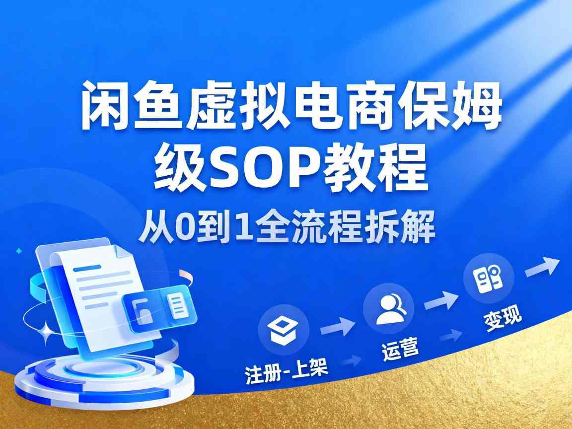 闲鱼虚拟电商，月入轻松过1W，保姆级SOP教程| 网创圈