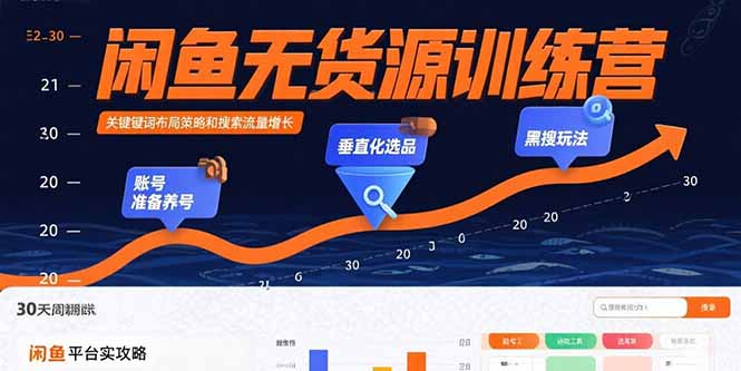 闲鱼无货源训练营：账号准备养号/垂直化选品/黑搜玩法，0基础30天盈利指南| 网创圈