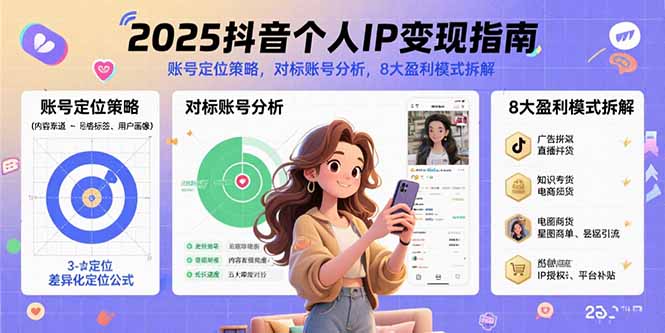 2025抖音个人IP变现指南，账号定位策略，对标账号分析，8大盈利模式拆解| 网创圈