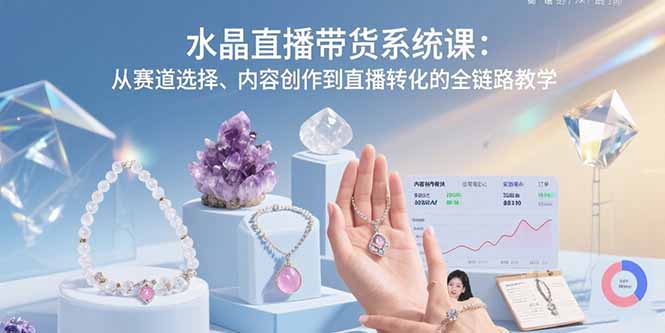 水晶直播带货系统课：从赛道选择、内容创作到直播转化的全链路教学| 网创圈
