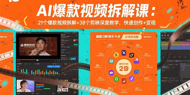 AI爆款视频拆解课：21个爆款视频拆解+38个剪映深度教学，快速创作+变现| 网创圈