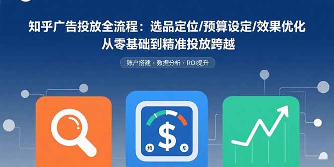 知乎广告投放全流程：选品定位/预算设定/效果优化 从零基础到精准投放跨越| 网创圈