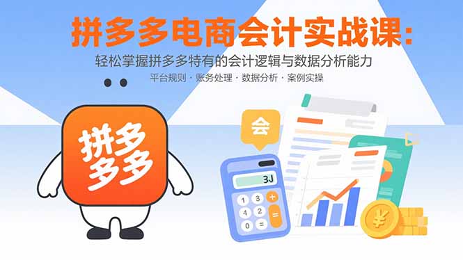 拼多多电商会计实战课：轻松掌握拼多多特有的会计逻辑与数据分析能力| 网创圈
