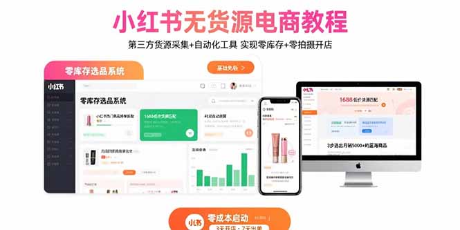 小红书无货源电商教程：第三方货源采集+自动化工具 实现零库存+零拍摄开店| 网创圈