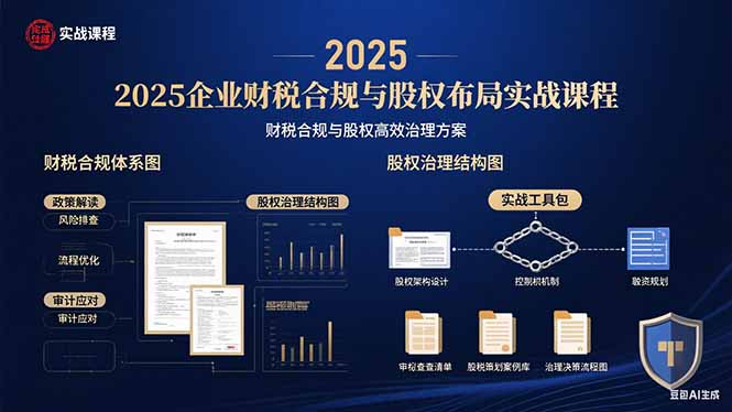 2025企业财税合规与股权布局的实战课程：财税合规与股权高效治理方案| 网创圈