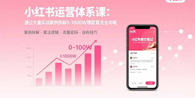 小红书运营体系课：通过大量实战案例拆解0-1000W爆款算法全攻略| 网创圈
