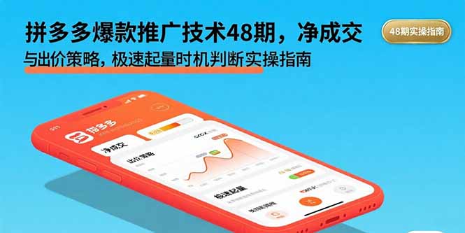 拼多多爆款推广技术48期，净成交与出价策略，极速起量时机判断实操指南| 网创圈