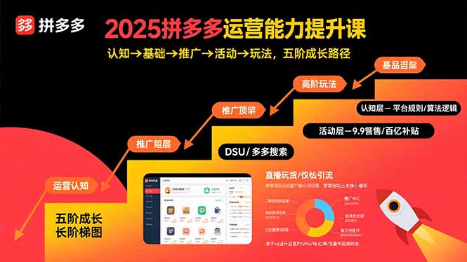 2025拼多多运营能力提升课：认知→基础→推广→活动→玩法，五阶成长路径| 网创圈
