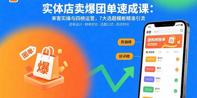 实体店卖爆团单速成课：来客实操与四榜运营，7大选题模板精准引流| 网创圈
