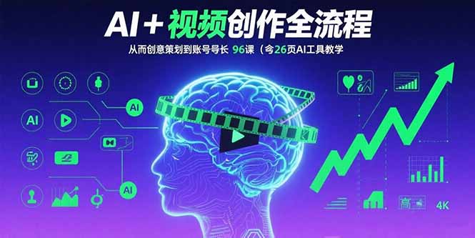 AI+短视频创作全流程：从创意策划到账号增长，96节课(含26项AI工具教学| 网创圈