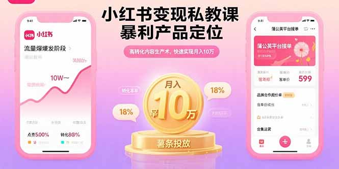 小红书变现私教课，暴利产品定位，高转化内容生产术，快速实现月入10万| 网创圈