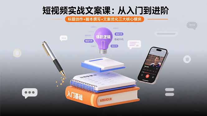 短视频实战文案课：从入门到进阶 标题创作+脚本撰写+文案优化三大核心模块| 网创圈
