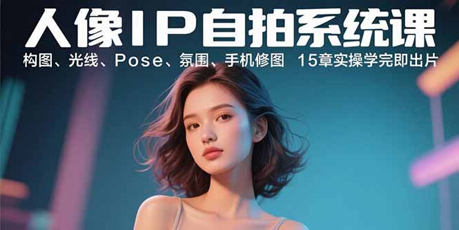 人像IP自拍系统课：构图、光线、Pose、氛围、手机修图 15章实操学完即出片| 网创圈