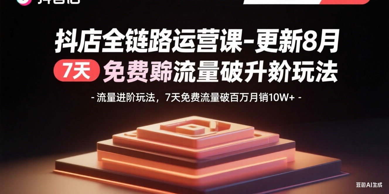 抖店全链路运营课-更新8月：流量进阶玩法，7天免费流量破百万月销10W+| 网创圈