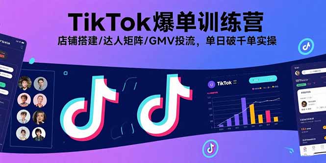 TikTok爆单训练营，店铺搭建/达人矩阵/GMV投流，单日破千单实操| 网创圈