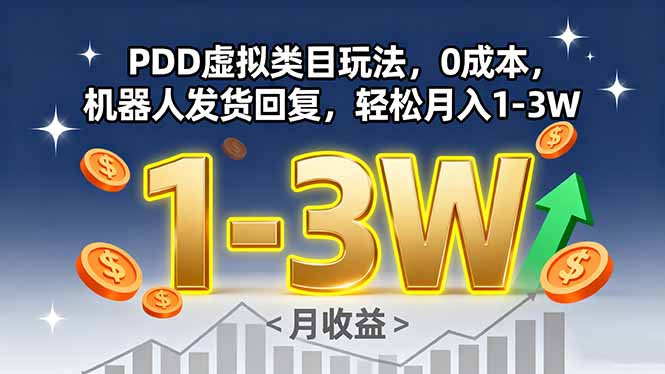 PDD虚拟类目玩法，0成本，机器人发货回复，轻松月入1-3W| 网创圈