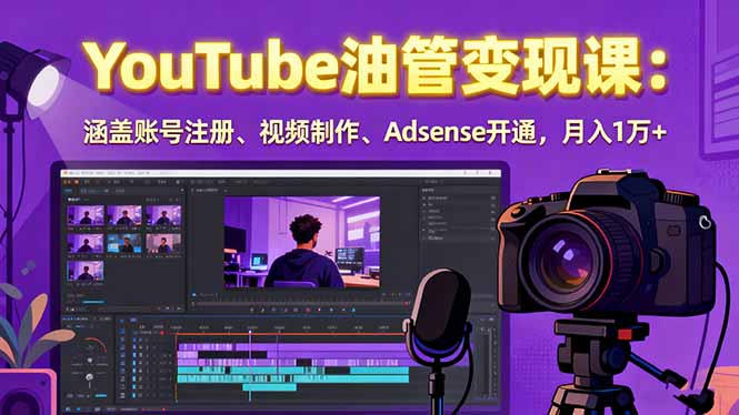 2025YouTube油管变现课：涵盖账号注册、视频制作、Adsense开通，月入1万+| 网创圈