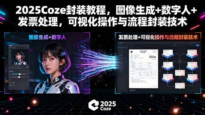 2025Coze封装教程，图像生成+数字人+发票处理，可视化操作与流程封装技术| 网创圈