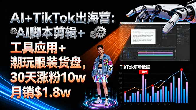 AI+TikTok出海营:AI脚本剪辑+工具应用+潮玩服装货盘,30天涨粉10w月销$1.8w| 网创圈