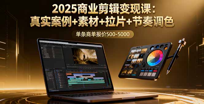 2025商业剪辑变现课：真实案例+素材+拉片+节奏调色，单条商单报价500-5000| 网创圈