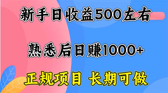 新手日收益500+ 正规项目 长期可做| 网创圈
