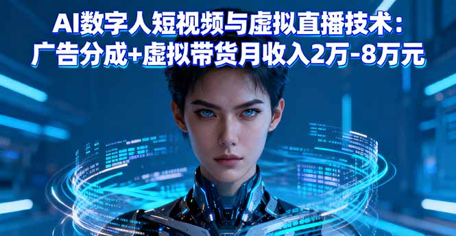 AI数字人短视频与虚拟直播技术：广告分成+虚拟带货月收入2万-8万元| 网创圈