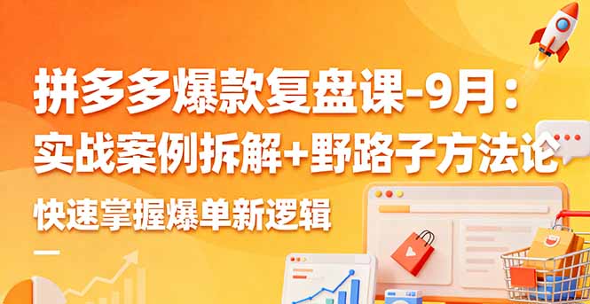 拼多多爆款复盘课-9月：实战案例拆解+野路子方法论，快速掌握爆单新逻辑| 网创圈