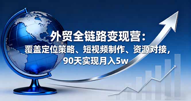 外贸全链路变现营：覆盖定位策略、短视频制作、资源对接，90天实现月入5w| 网创圈