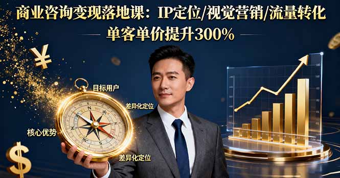 商业咨询变现落地课：IP定位/视觉营销/流量转化，单客单价提升300%| 网创圈