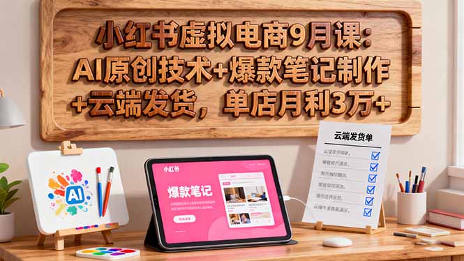 小红书虚拟电商9月课：AI原创技术+爆款笔记制作+云端发货，单店月利3万+| 网创圈