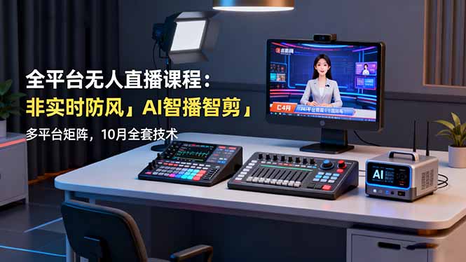 全平台无人直播课程：非实时防风＋AI智播智剪＋多平台矩阵，10月全套技术| 网创圈