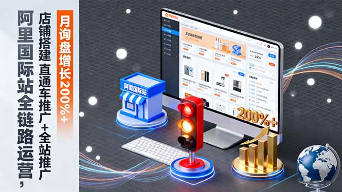 阿里国际站全链路运营，店铺搭建+直通车推广+全站推广，月询盘增长200%+| 网创圈