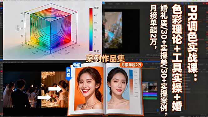 PR调色实战课：色彩理论+工具实操+婚礼医美/30+实操案例，月接单超2万| 网创圈