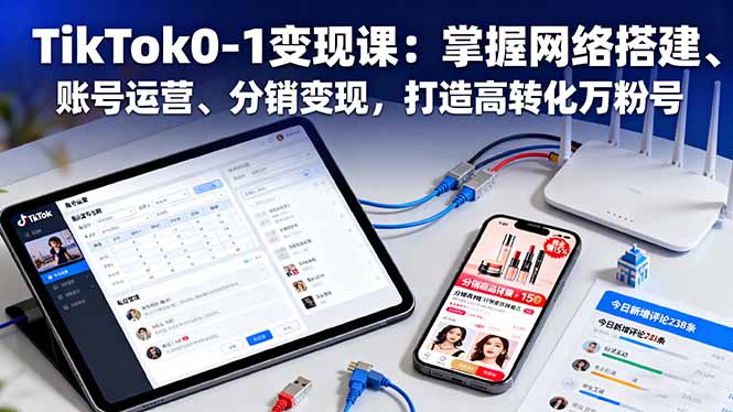 TikTok0-1变现课：掌握网络搭建、账号运营、分销变现，打造高转化万粉号| 网创圈