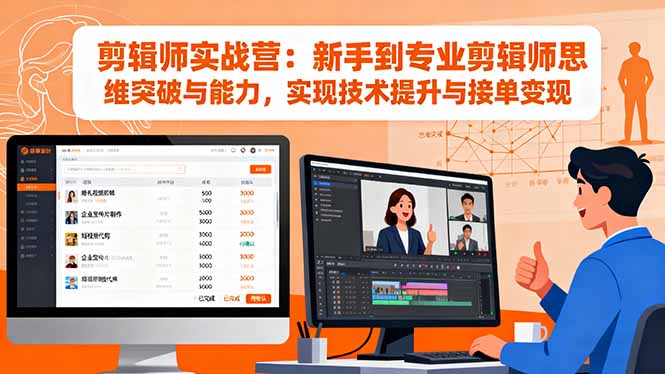 剪辑师实战营：新手到专业剪辑师思维突破与能力，实现技术提升与接单变现| 网创圈