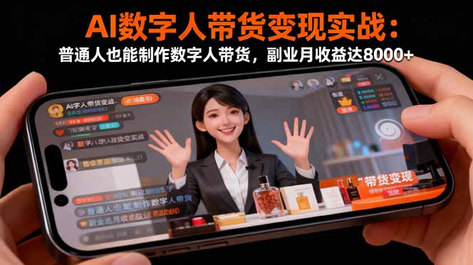 AI数字人带货变现实战：普通人也能制作数字人带货，副业月收益达8000+| 网创圈