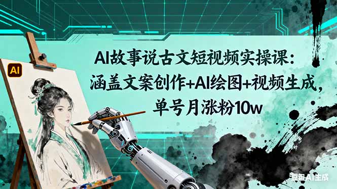 AI故事说古文短视频实操课：涵盖文案创作+AI绘图+视频生成，单号月涨粉10w| 网创圈