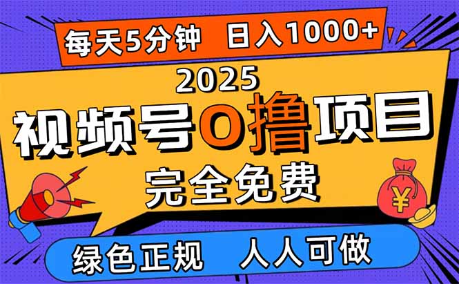 2025视频号0撸项目，5分钟一个号，日入1000+，人人可做| 网创圈