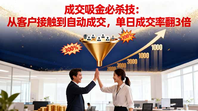 吸金成交营销必杀技：从客户接触到自动成交，单日成交率翻3倍| 网创圈