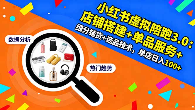小红书虚拟陪跑3.0：店铺搭建+单品服务+细分铺货+选品技术，单店日入100+| 网创圈