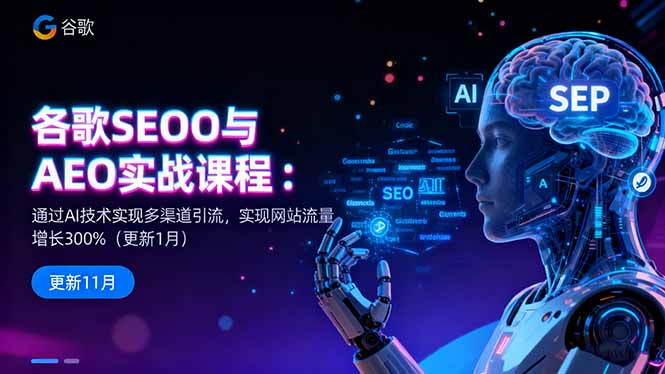 谷歌SEO与AEO实战课程：通过AI技术实现多渠道引流，实现网站流量增长300%| 网创圈