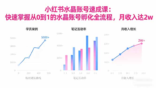 2025小红书水晶账号速成课：快速掌握从0-1水晶账号孵化全流程，月收入达2w| 网创圈