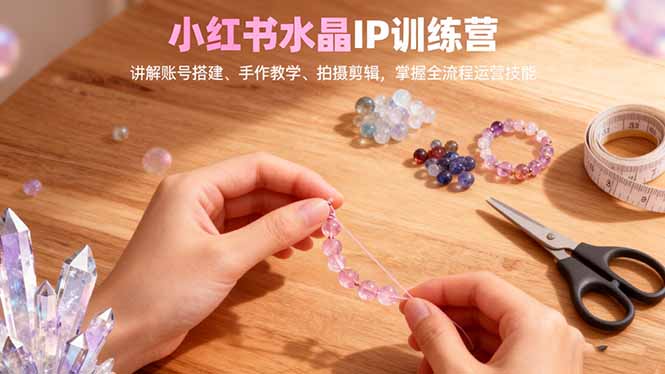 小红书水晶IP训练营，讲解账号搭建、手作教学、拍摄剪辑，全流程运营技能| 网创圈