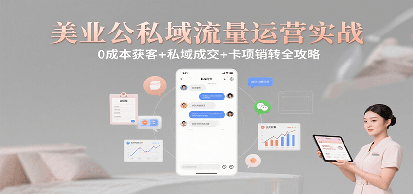 美业公私域流量运营实战：0成本获客+私域成交+卡项销转全攻略| 网创圈
