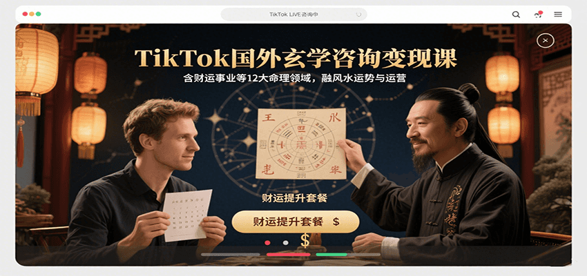 TikTok国外玄学咨询变现课，含财运事业等12大命理领域，融风水运势与运营| 网创圈