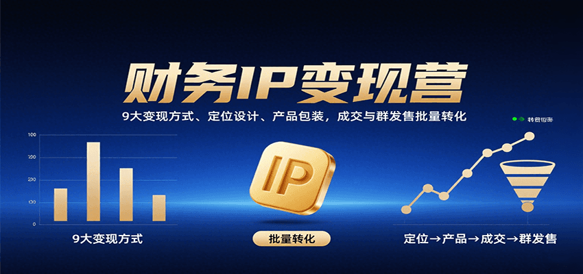 财务IP变现营：9大变现方式、定位设计、产品包装，成交与群发售批量转化| 网创圈